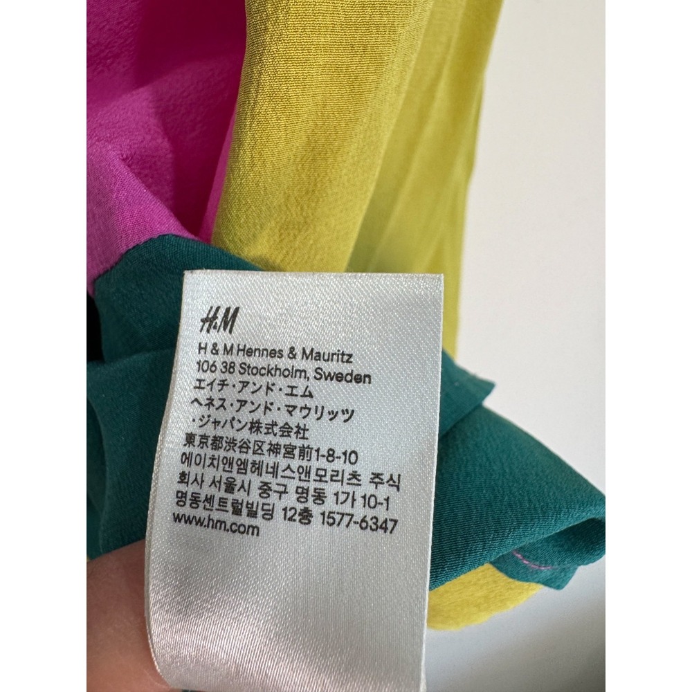 Marni for H&M %100 Silk Colorblock Top Sleeveless Bow Back Yellow Pink Size 8 - Picture 10 of 11